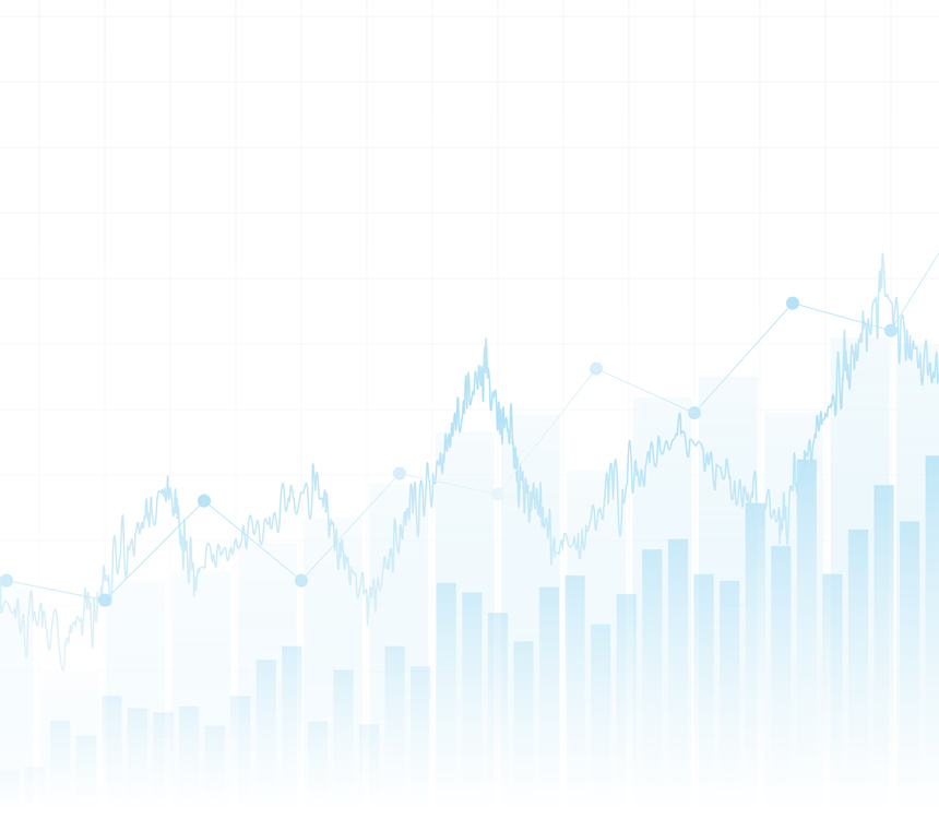 Abstract financial chart with up trend line graph and bar chart in stock market on white color background